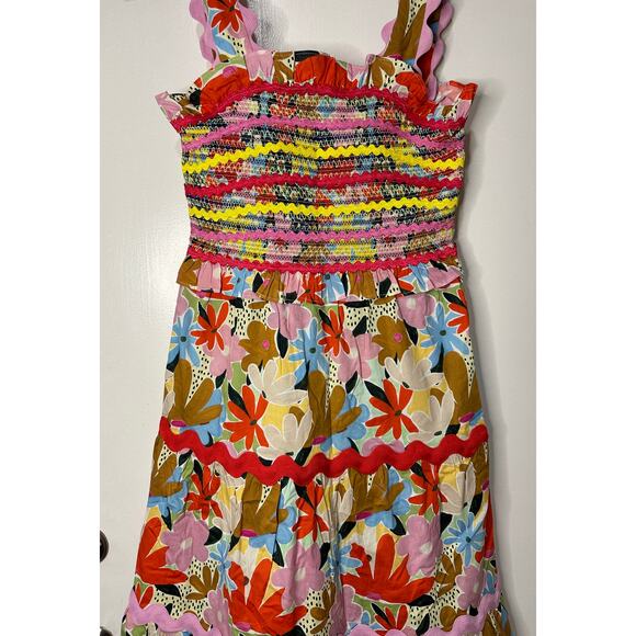Celia B Nilsa Dress Floral Tiered Midi Medium NWT Scalloped Details Tie Straps - Picture 6 of 14